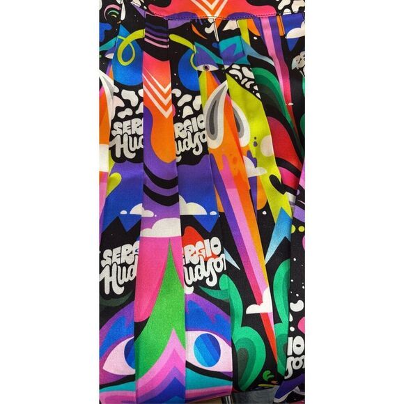Sergio Hudson Rainbow Logo Print Pleated Mini Skirt NWT Size 0 - Picture 9 of 14